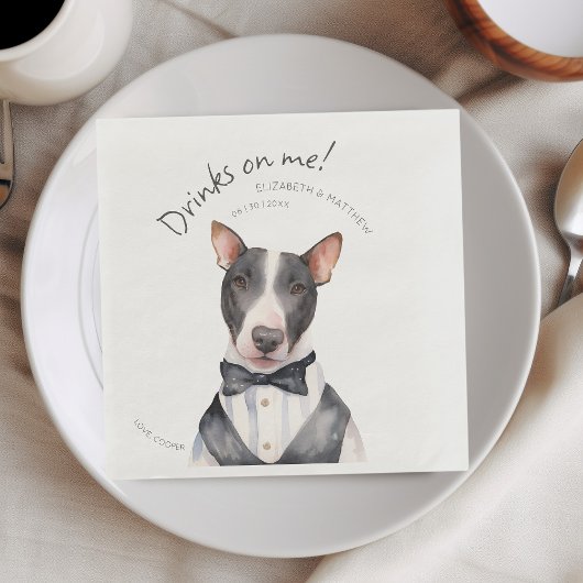Adorable Pitbull Waiter Wasserfarbe Anpassbar Serviette