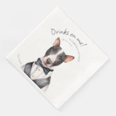 Adorable Pitbull Waiter Wasserfarbe Anpassbar Serviette (Ecke)