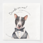 Adorable Pitbull Waiter Wasserfarbe Anpassbar Serviette (Vorderseite)