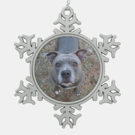 Adorable Pitbull Weihnachtsschmuck Schneeflocken Zinn-Ornament