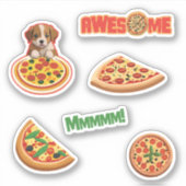 Adorable Pizza Lovers Stickers - Personalisieren S Aufkleber (Vorderseite)