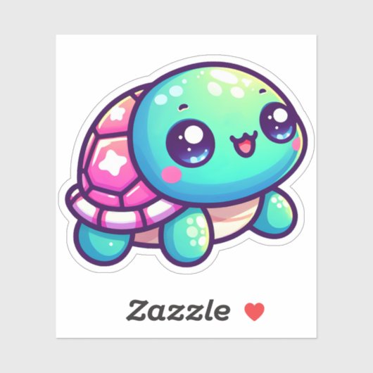 Adorable Playful farbenfrohe Muschel Turtle Aufkleber (Blatt)