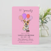 Adorable Playful Pink Corgi Birthday Customizable (Stehend Vorderseite)