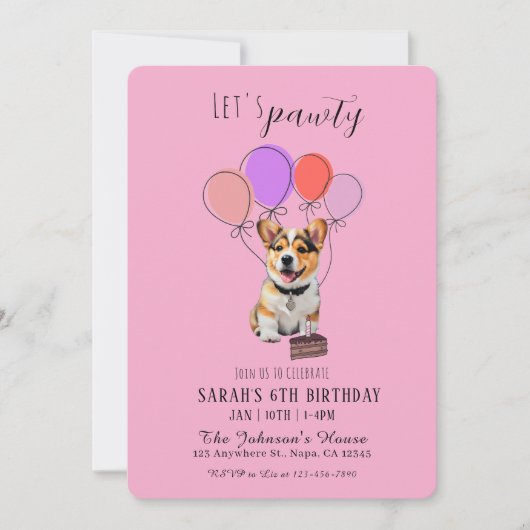 Adorable Playful Pink Corgi Birthday Customizable (Vorderseite)