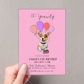 Adorable Playful Pink Corgi Birthday Customizable Acryleinladungen (Insitu (Handheld))