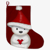 Adorable Polar Bär mit Herz Weihnachten Strumpf Großer Weihnachtsstrumpf (Vorderseite)