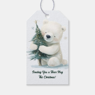 Adorable Polar Bär umarmt Weihnachtsbaum, Niedlich Geschenkanhänger
