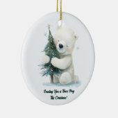 Adorable Polar Bär umarmt Weihnachtsbaum, Niedlich Keramik Ornament (Rechts)