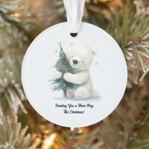 Adorable Polar Bär umarmt Weihnachtsbaum, Niedlich Ornament