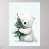 Adorable Polar Bär umarmt Weihnachtsbaum, Niedlich Poster (Vorne)