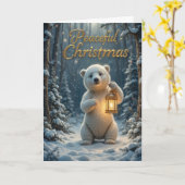 Adorable Polar Bear Christmas Lights Winter  Karte (Gelbe Blume)