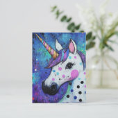 Adorable Polka Dot Unicorn Postkarte (Stehend Vorderseite)