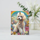 Adorable Poodle Gold Horn Einhorn Postkarte (Stehend Vorderseite)