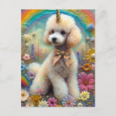 Adorable Poodle Gold Horn Einhorn Postkarte (Vorderseite)