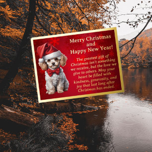 Adorable Poodle in Weihnachtsmannmütze Foil Post C Folien Feiertagspostkarte