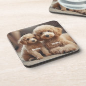 Adorable Poodle Personalisiert Untersetzer Set (Linke Seite)