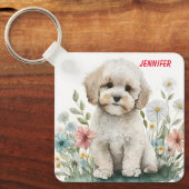 Adorable Poodle Puppy Dog Schlüsselanhänger (Vorderseite)