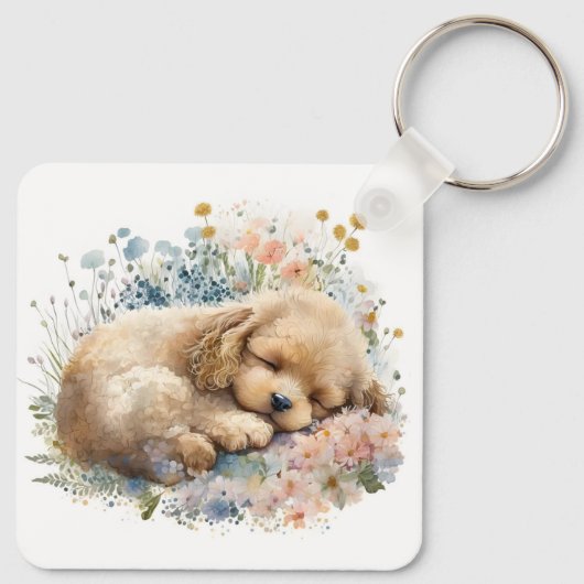 Adorable Poodle Puppy Dog Schlüsselanhänger (Rückseite)