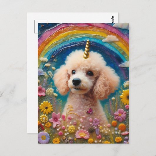 Adorable Poodle Unicorn Postkarte (Vorne/Hinten)