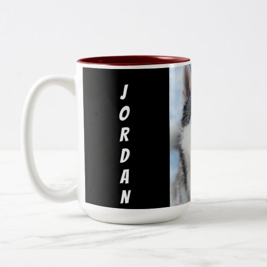 Adorable Portrait-Tasse für Haustiere Zweifarbige Tasse (Links)