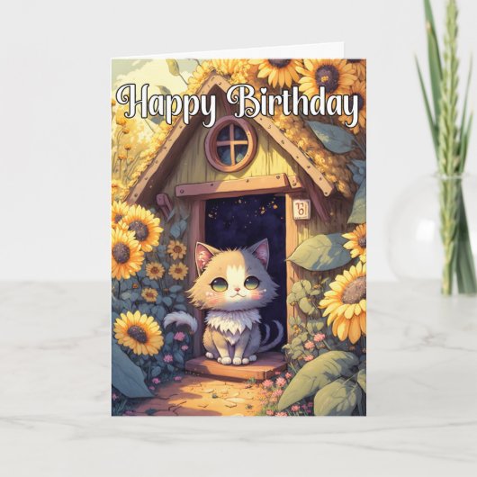 Adorable Posing Kitty Cat Illustration Karte (Vorderseite)