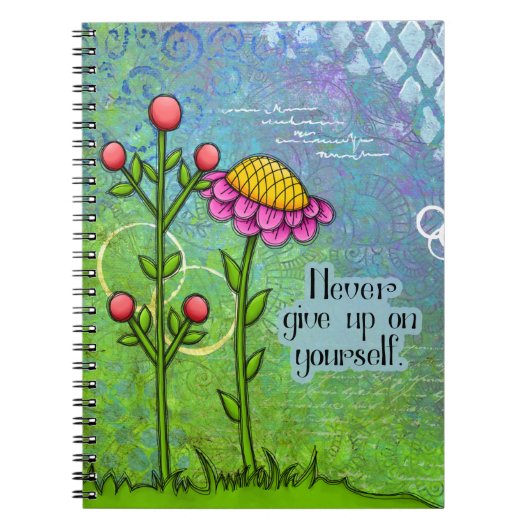 Adorable positive dachte Doodle Blume Notebook Notizblock (Vorderseite)