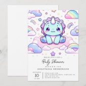 Adorable prähistorische Dinosaur Babydusche Einladung (Vorne/Hinten)