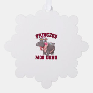 Adorable PRINCESS MOO DENG Baby Hippo Girl Dabbing Ornament Karte