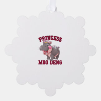 Adorable PRINCESS MOO DENG Baby Hippo Girl Dabbing Ornament Karte