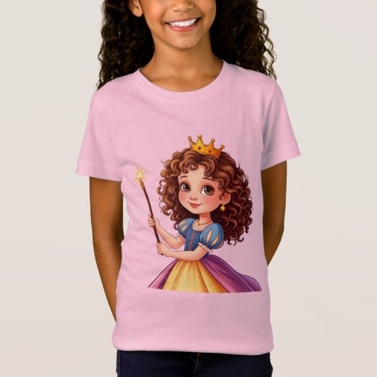 Adorable Prinzessin Holding Magic Wand T-Shirt (Vorderseite)