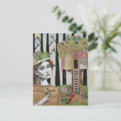 Adorable Prinzessin und ein Baumhaus Postkarte (Stehend Vorderseite)
