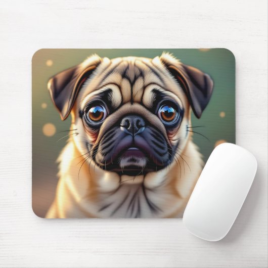 Adorable Pug Close up | Cute Dog  Mousepad (Mit Mouse)