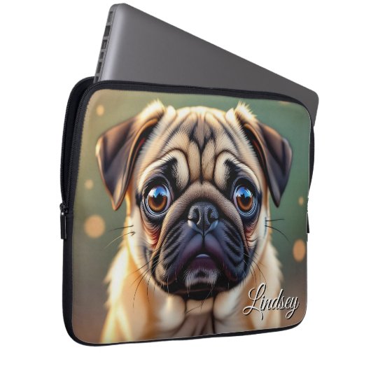 Adorable Pug Close up | Cute Dog Personalized Laptopschutzhülle (Vorne Rechts)