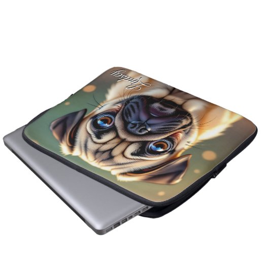 Adorable Pug Close up | Cute Dog Personalized Laptopschutzhülle (Vorne Knopf)