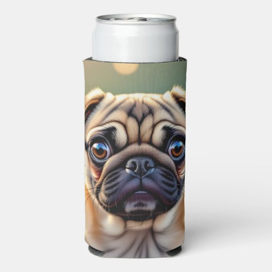 Adorable Pug Close up | Cute Dog Personalized Selters Dosenkühler (Seltzer Rückseite)