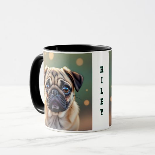 Adorable Pug Close up | Cute Dog Personalized Tasse (Vorderseite Links)
