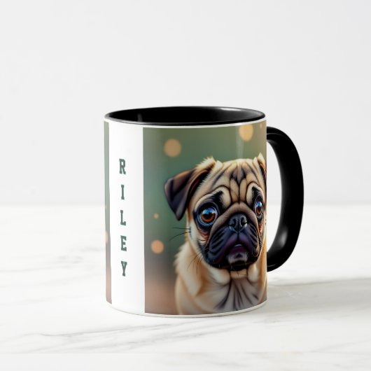 Adorable Pug Close up | Cute Dog Personalized Tasse (VorderseiteRechts)