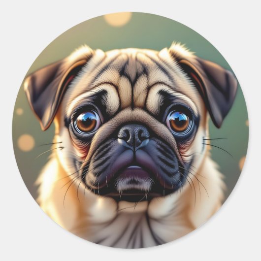 Adorable Pug Close up | Cute Dog Runder Aufkleber (Vorderseite)