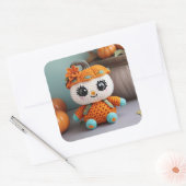 Adorable Pumpkin Crocheted Doll: Amigurumi Pastel Quadratischer Aufkleber (Umschlag)