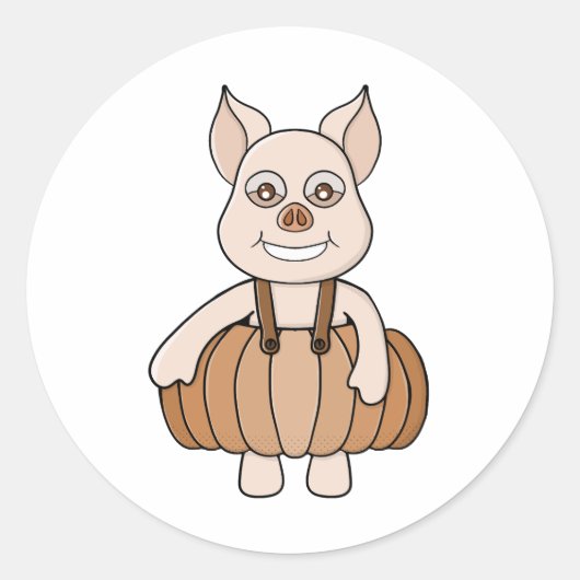 Adorable Pumpkin Pig Runder Aufkleber (Vorderseite)