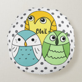 Adorable Punkte Eule Muster Kinder Rundes Kissen