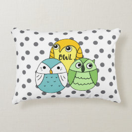 Adorable Punkte Uhenkinder weiß Dekokissen