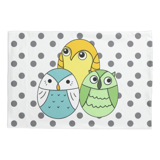 Adorable Punkte Uhu weiße Kinder Kissenbezug (Rückseite)