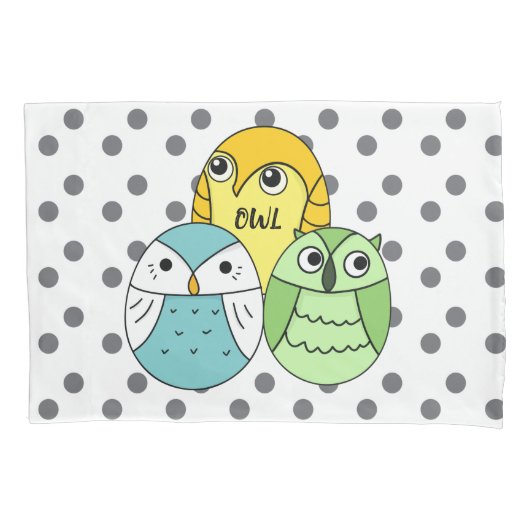 Adorable Punkte Uhu weiße Kinder Kissenbezug (Vorderseite)