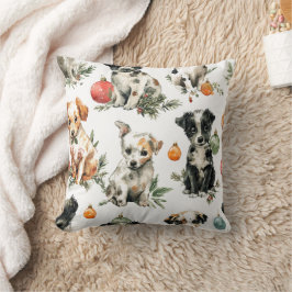 Adorable Puppies Christmas Throw Pillow Gift Idea Kissen