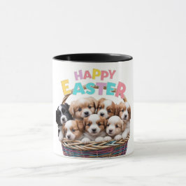 Adorable Puppy Basket Happy Oaster Tasse