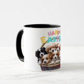 Adorable Puppy Basket Happy Oaster Tasse (Vorderseite Links)