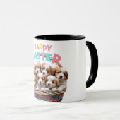 Adorable Puppy Basket Happy Oaster Tasse (VorderseiteRechts)