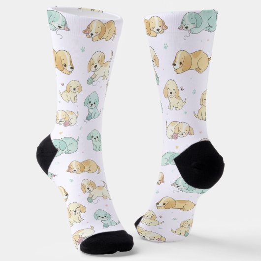 Adorable Puppy Crew Socks Socken (Gewinkelt)