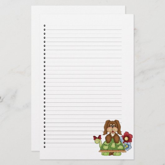 Adorable Puppy Dog Lined Stationery Briefpapier (Vorne/Hinten)